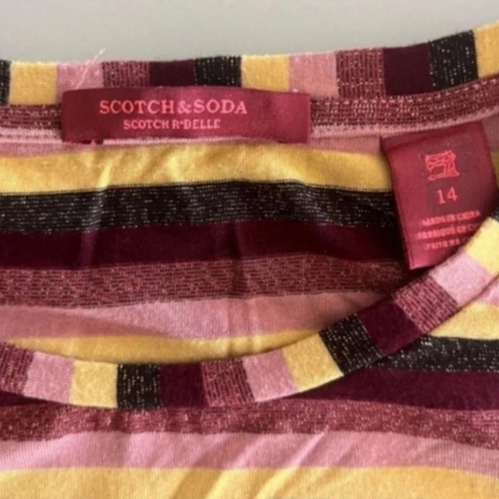 Scotch & Soda R’belle Metallic Striped Long Sleeve Top Size 14 (M) Crew Neck